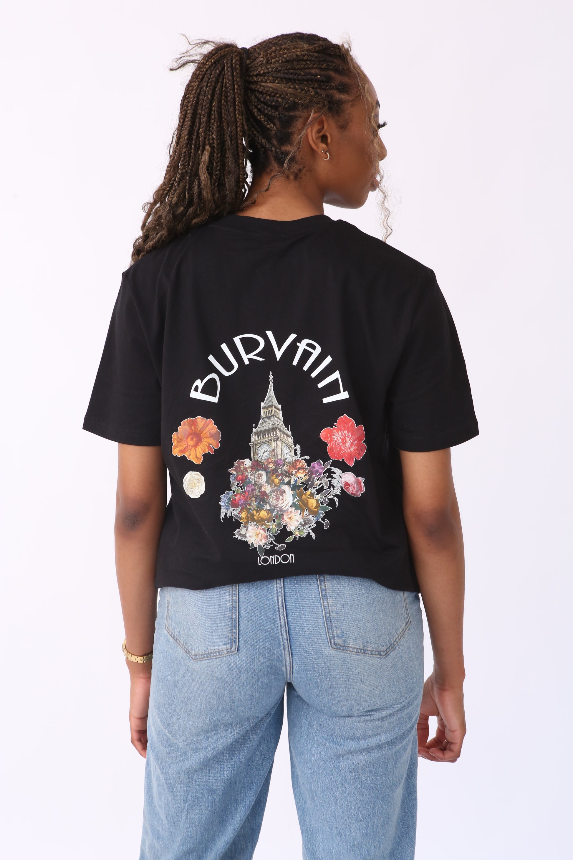 LONDON BLOOMS T-SHIRT BLACK - Burvain